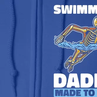 Swimming Skeleton Swim Pool Swimmer Fathers Day Dad Gift Full Zip Hoodie