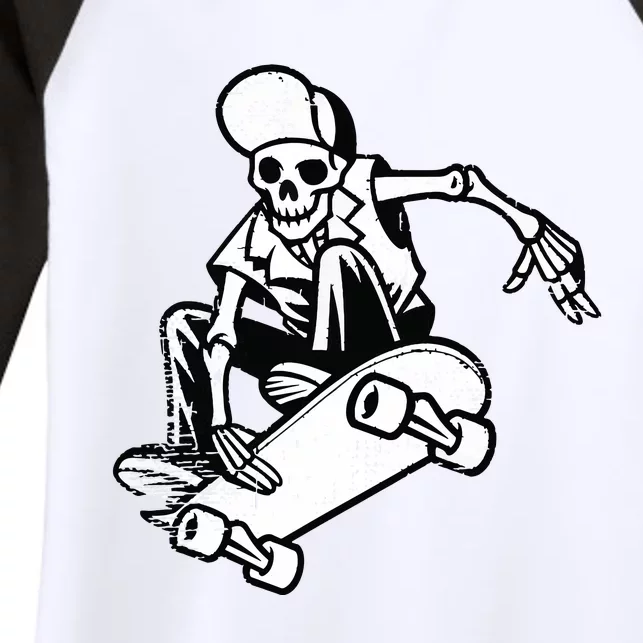 Skateboarding Skater Skate Board Skeleton Women's Tri-Blend 3/4-Sleeve Raglan Shirt