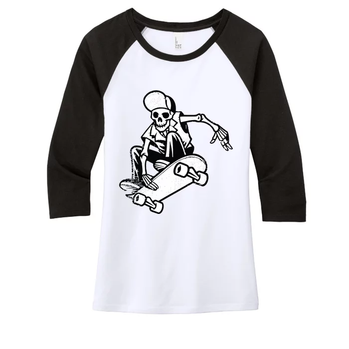 Skateboarding Skater Skate Board Skeleton Women's Tri-Blend 3/4-Sleeve Raglan Shirt