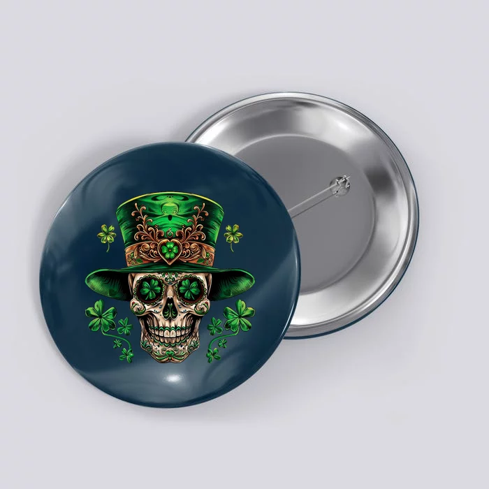 Sugar Skull St Patrick Day Of The Dead Button