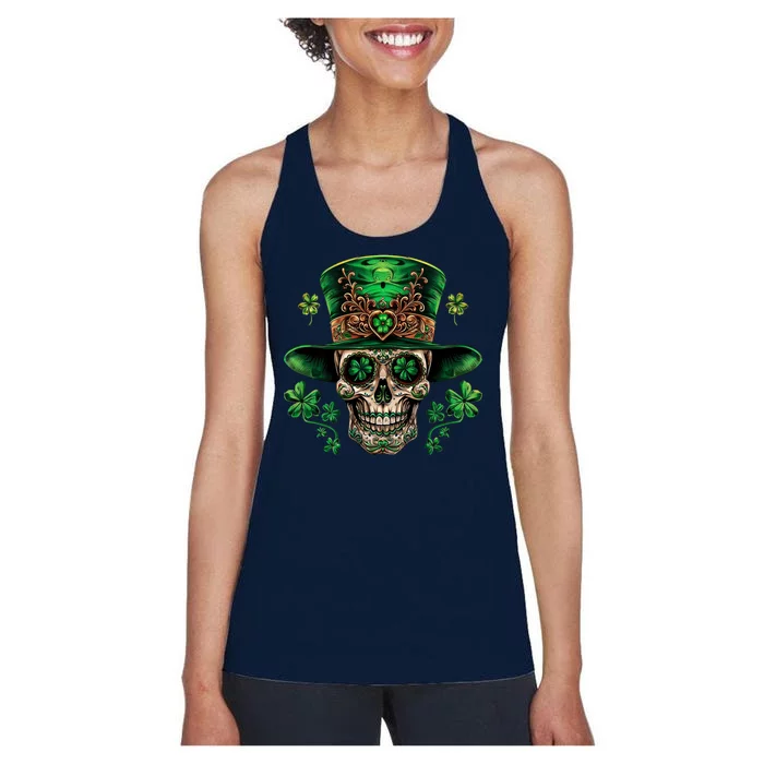 Sugar Skull St Patrick Day Of The Dead Women's Racerback Tank