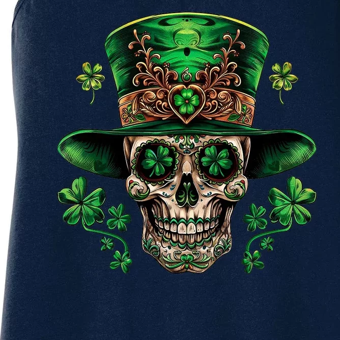 Sugar Skull St Patrick Day Of The Dead Women's Racerback Tank