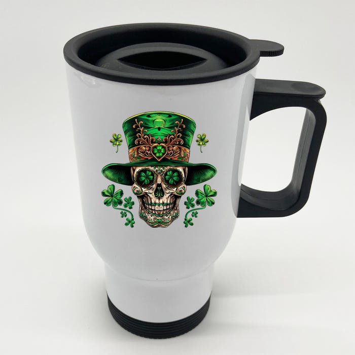 Sugar Skull St Patrick Day Of The Dead Front & Back Stainless Steel Travel Mug