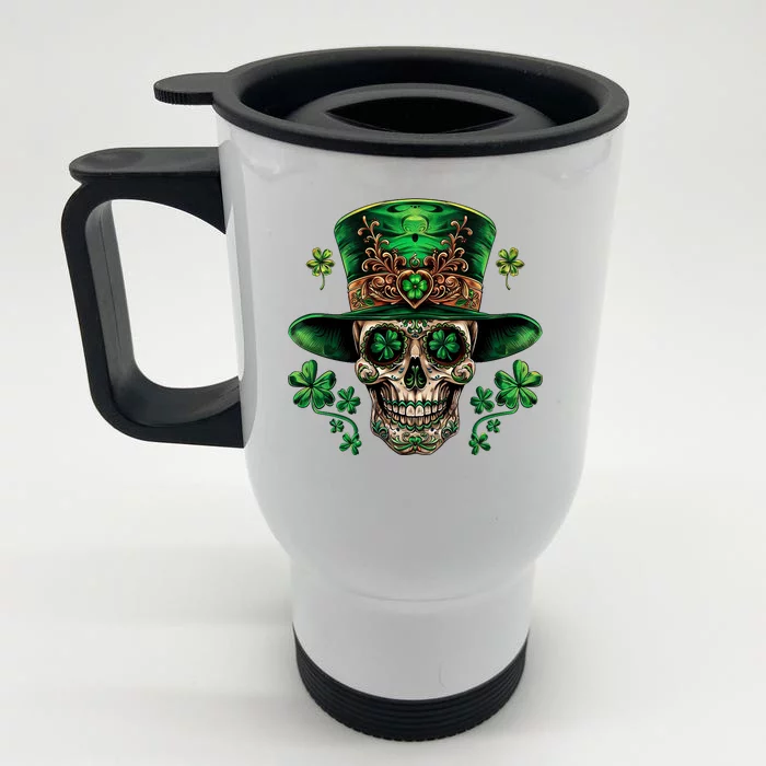 Sugar Skull St Patrick Day Of The Dead Front & Back Stainless Steel Travel Mug