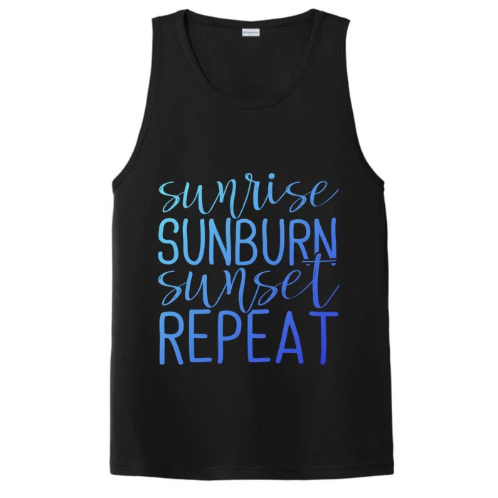 Sunrise Sunburn Sunset Repeat Tank Funny Summer Casual Gift Performance Tank