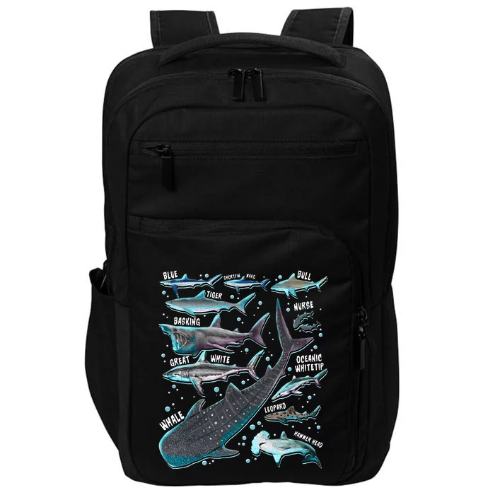 Shark Species Shark Gifts Shark Faces Tee Marine Biology Impact Tech Backpack