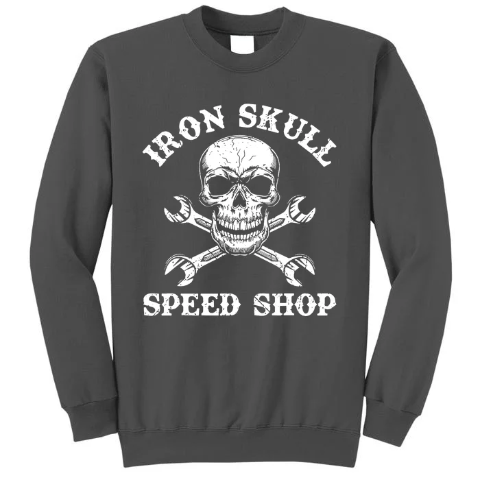 Skull Speed Shop Distressed Skull Crossed Wrenches Tall Sweatshirt