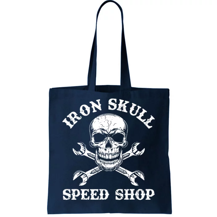 Skull Speed Shop Distressed Skull Crossed Wrenches Tote Bag