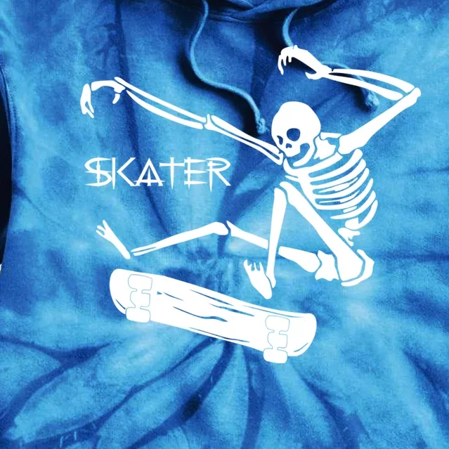 Skateboarding Skeleton Skater Gift Tie Dye Hoodie