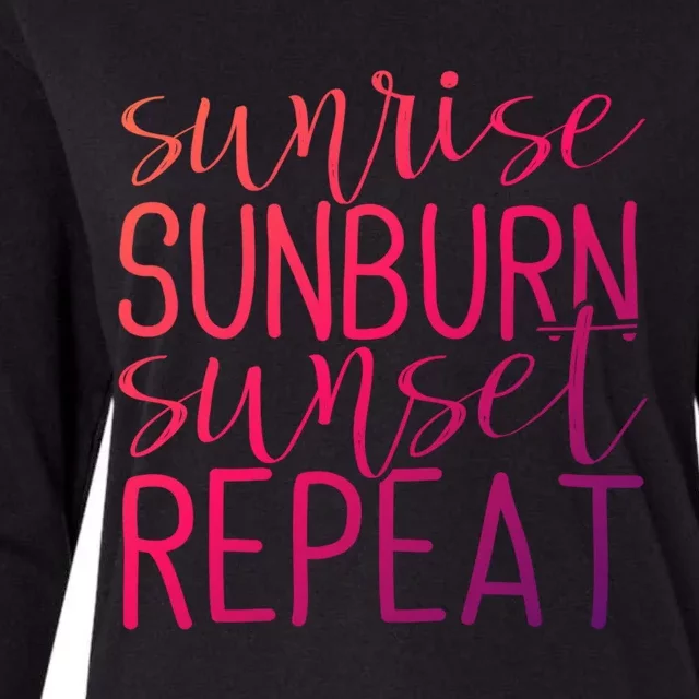 Sunrise Sunburn Sunset Repeat Tank Funny Summer Casual Gift Womens Cotton Relaxed Long Sleeve T-Shirt