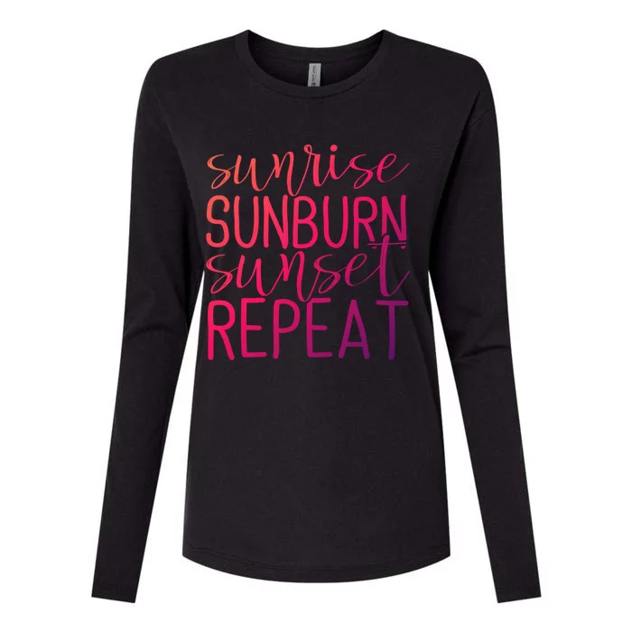 Sunrise Sunburn Sunset Repeat Tank Funny Summer Casual Gift Womens Cotton Relaxed Long Sleeve T-Shirt