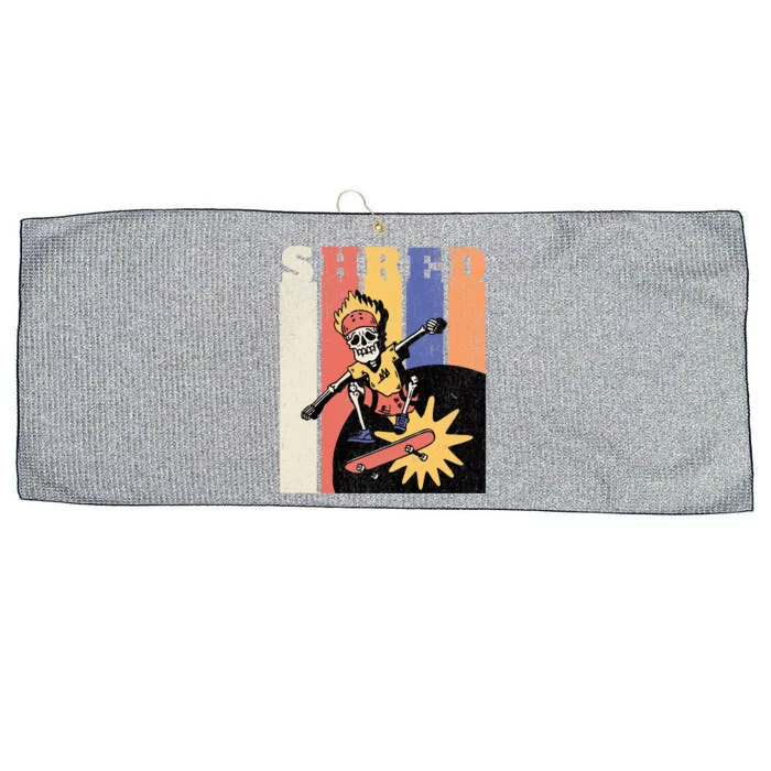 Skateboarding Skeleton Shred Vintage Skater On Skateboard Cute Gift Large Microfiber Waffle Golf Towel