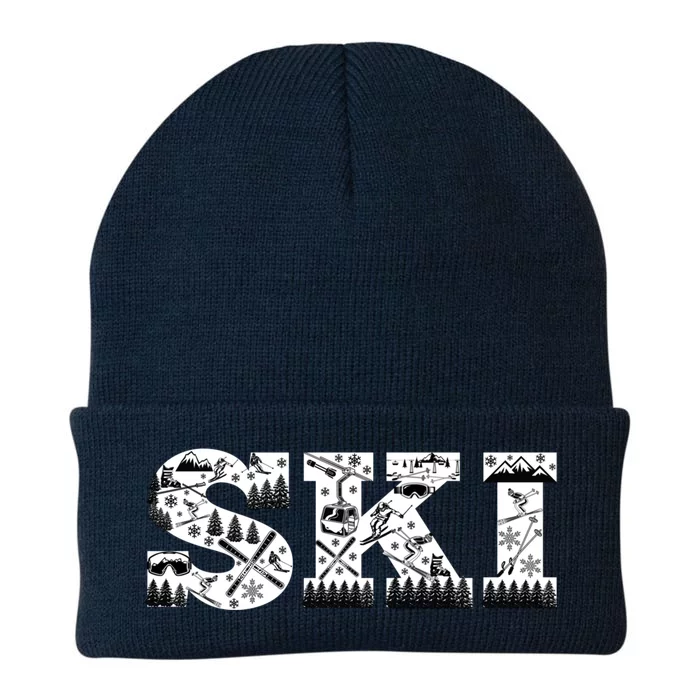 Ski Snowboard Skiing Snowboarding Lover Skier Gift Tee Gift Knit Cap Winter Beanie