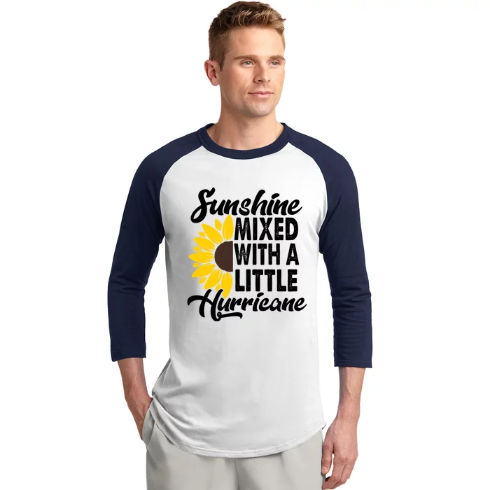 Sunflower She's Sunshine Mixed With A Little Hurricane Cute Gift Baseball Sleeve Shirt