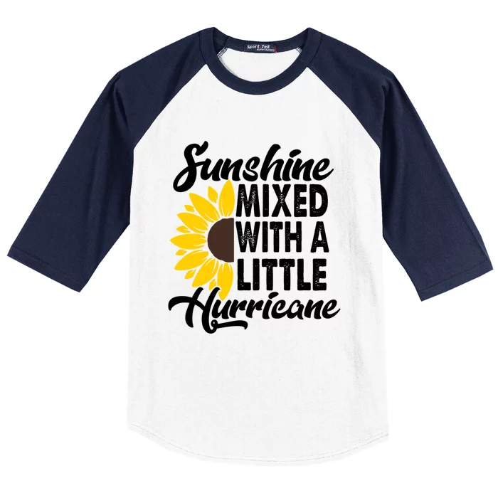 Sunflower She's Sunshine Mixed With A Little Hurricane Cute Gift Baseball Sleeve Shirt