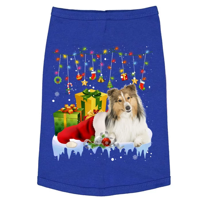 Shetland Sheepdog Santa Hat Christmas Lights Xmas Pajama Great Gift Doggie Tank