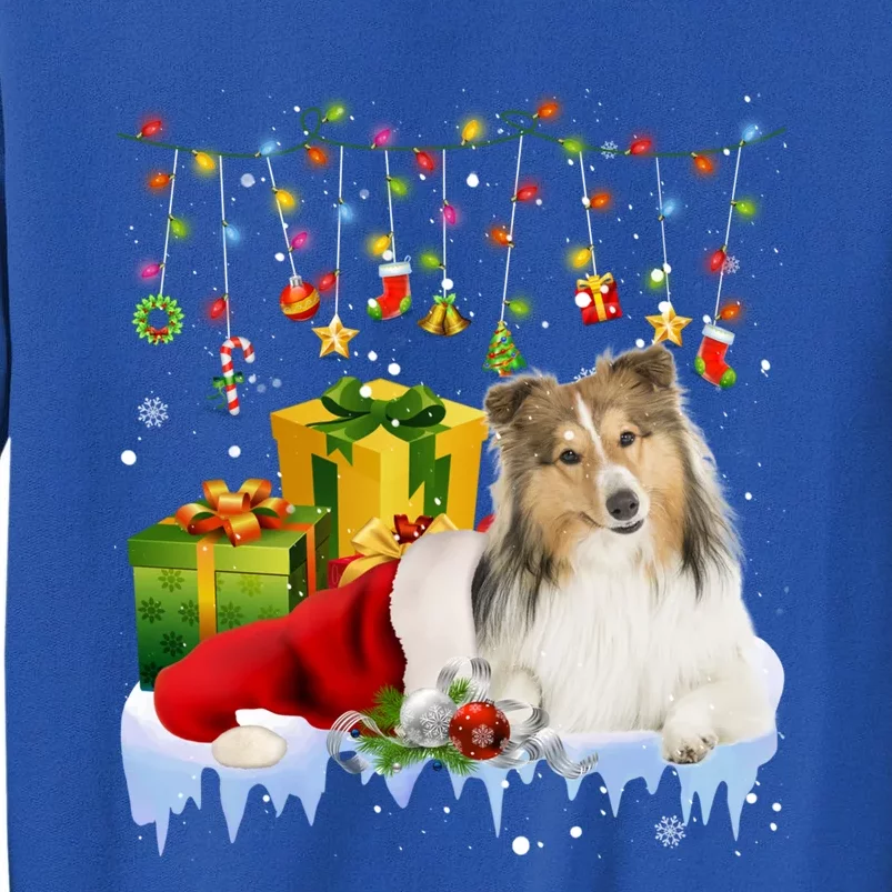 Shetland Sheepdog Santa Hat Christmas Lights Xmas Pajama Great Gift Tall Sweatshirt