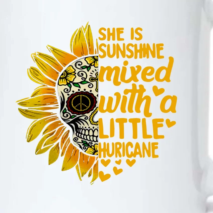 Sunflower Skull She Is Sunshine Mixed With A Hurricane Gift Black Color Changing Mug