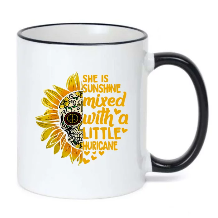 Sunflower Skull She Is Sunshine Mixed With A Hurricane Gift Black Color Changing Mug