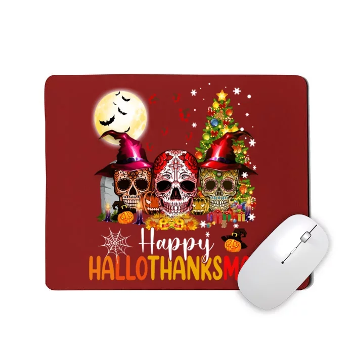 Sugar Skull Skeleton Halloween Xmas Happy Hallothanksmas Mousepad