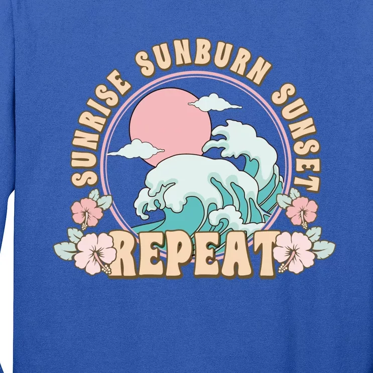 Sunrise Sunburn Sunset Repeat Beach Day Vacation Sea Ocean Gift Long Sleeve Shirt