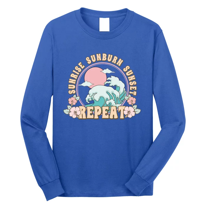 Sunrise Sunburn Sunset Repeat Beach Day Vacation Sea Ocean Gift Long Sleeve Shirt