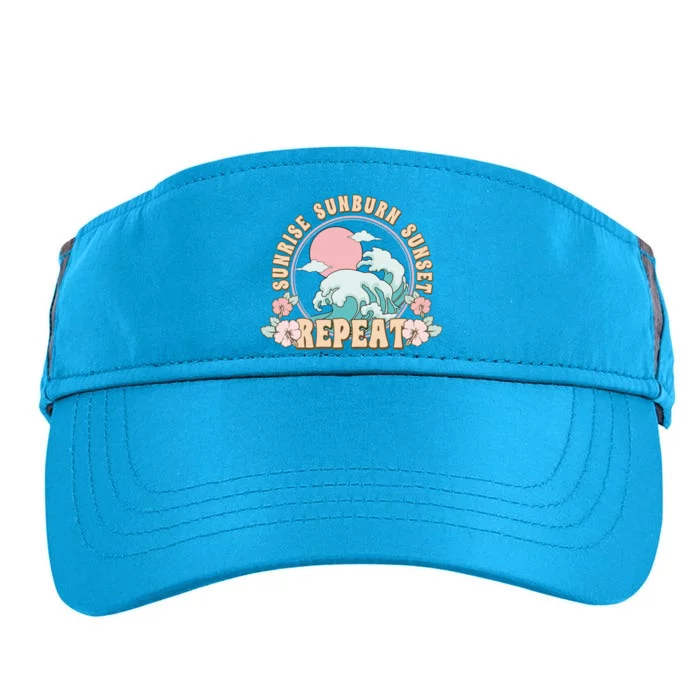 Sunrise Sunburn Sunset Repeat Beach Day Vacation Sea Ocean Gift Adult Drive Performance Visor