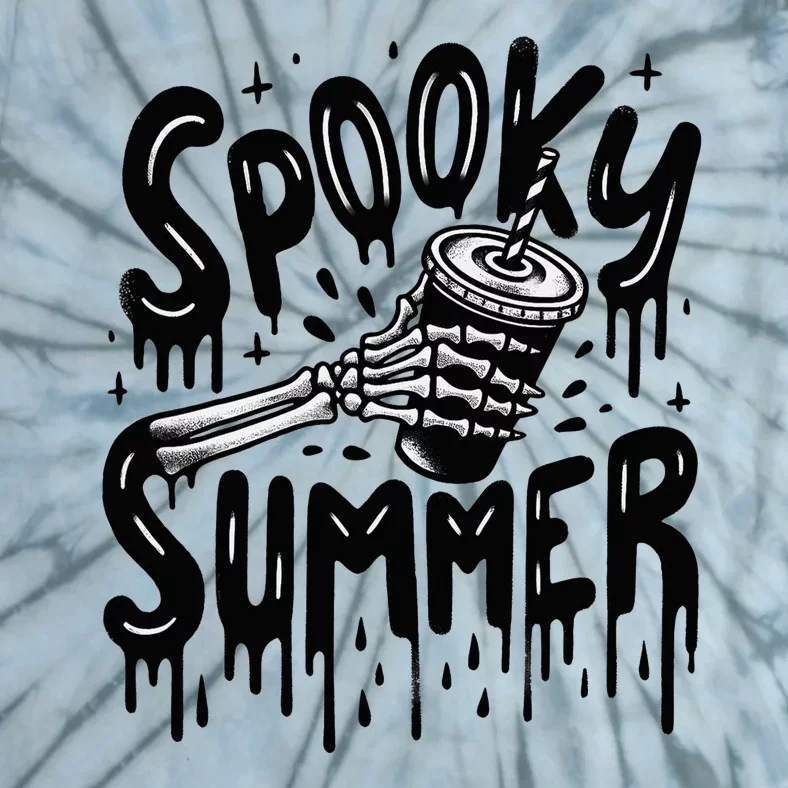 Summerween Spooky Summer Skeleton With Iced Coffee Tie-Dye T-Shirt