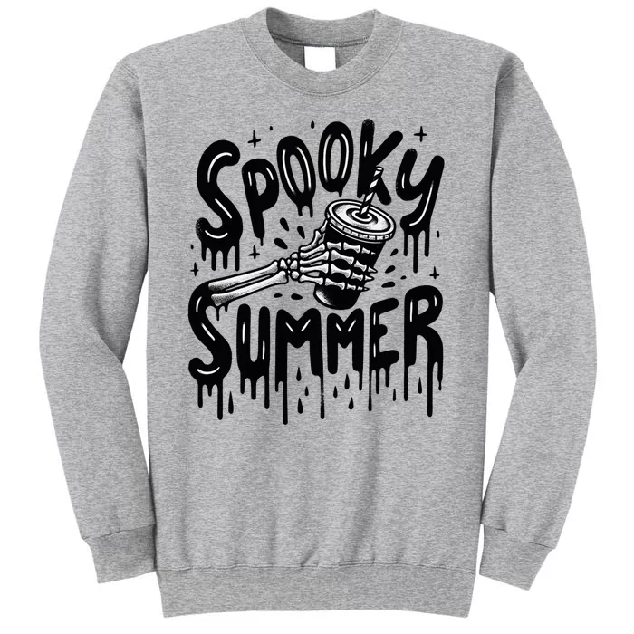 Summerween Spooky Summer Skeleton With Iced Coffee Tall Sweatshirt