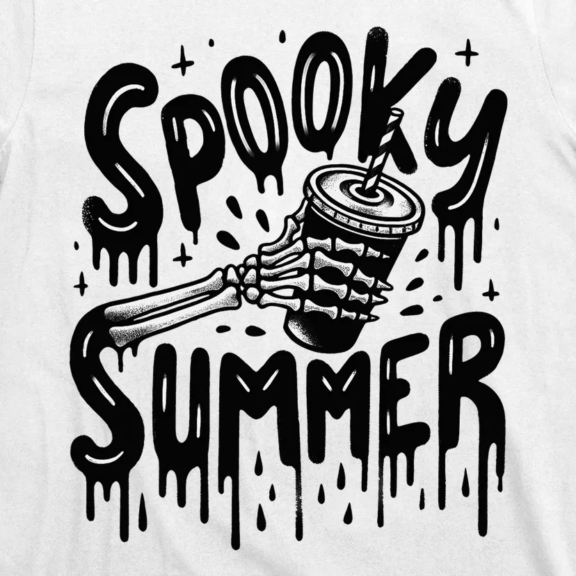 Summerween Spooky Summer Skeleton With Iced Coffee T-Shirt