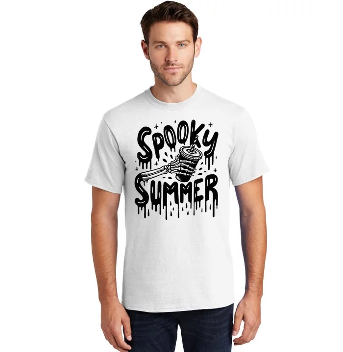 Summerween Spooky Summer Skeleton With Iced Coffee Tall T-Shirt