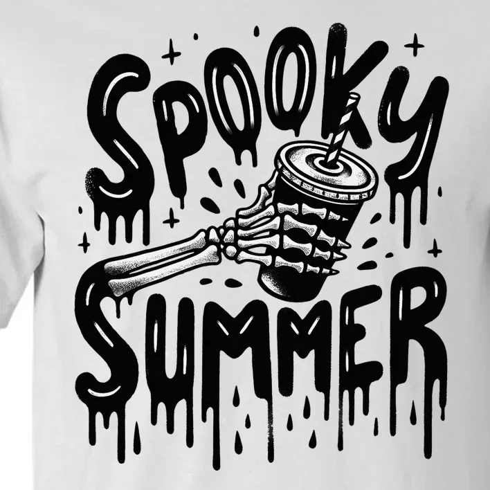 Summerween Spooky Summer Skeleton With Iced Coffee Tall T-Shirt