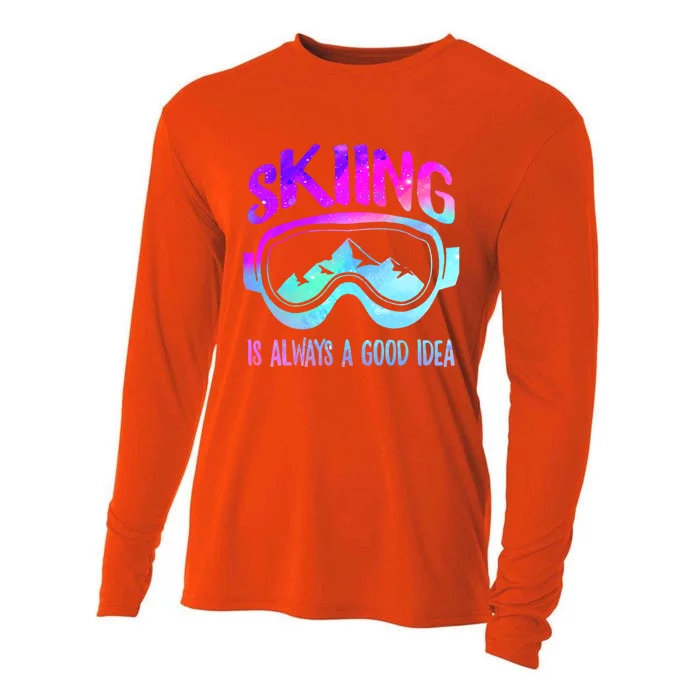 Ski Snowboarding Skiing Is Always A Good Idea Skiing Skier Cute Gift Cooling Performance Long Sleeve Crew