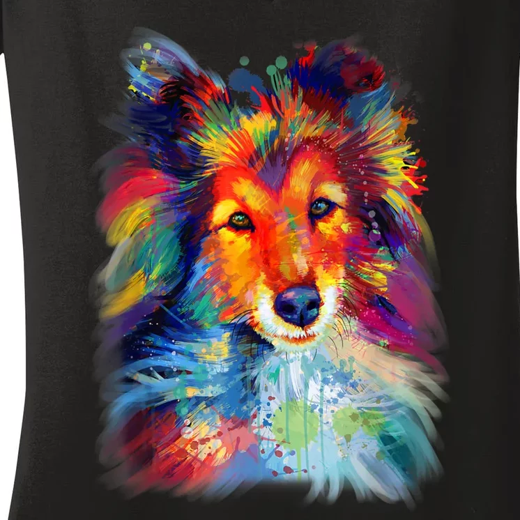 Sheltie Shetland Sheepdog For A Sheltie Mom Women's V-Neck T-Shirt