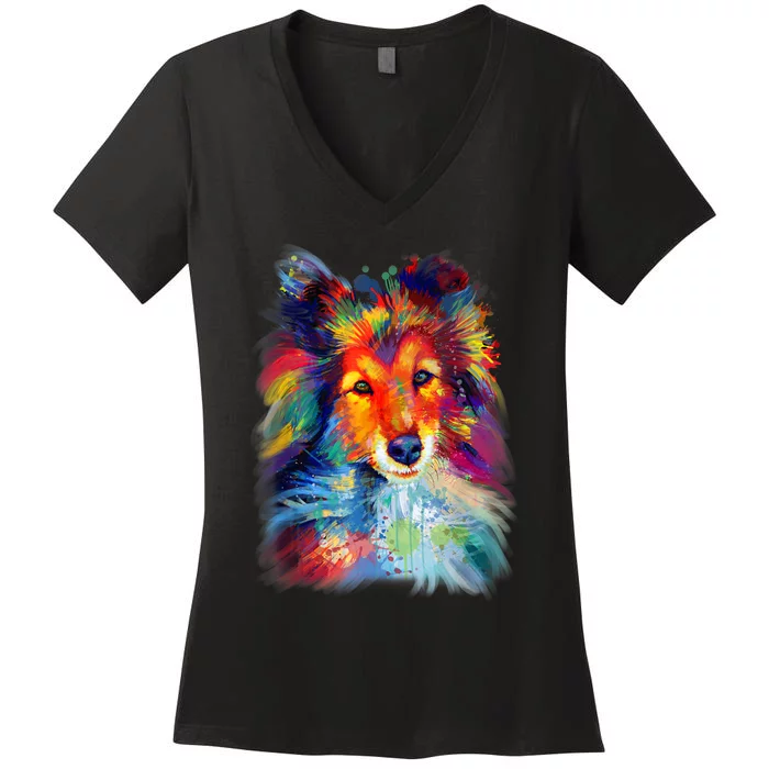 Sheltie Shetland Sheepdog For A Sheltie Mom Women's V-Neck T-Shirt