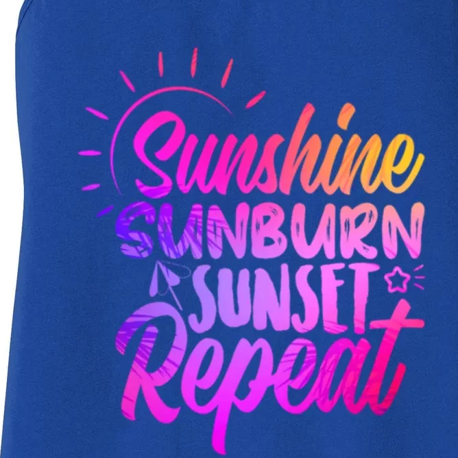 Sunrise Sunburn Sunset Repeat Sunshine Summer Beach Vibes Gift Women's Racerback Tank