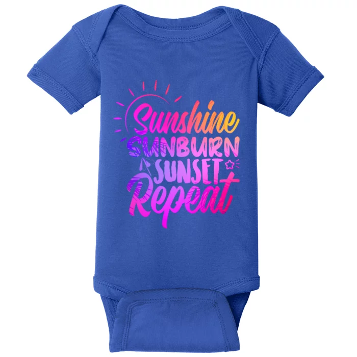 Sunrise Sunburn Sunset Repeat Sunshine Summer Beach Vibes Gift Baby Bodysuit