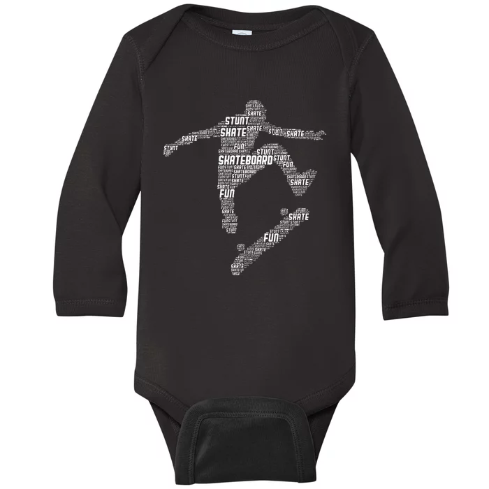 Skateboard Skater Skateboarder Baby Long Sleeve Bodysuit