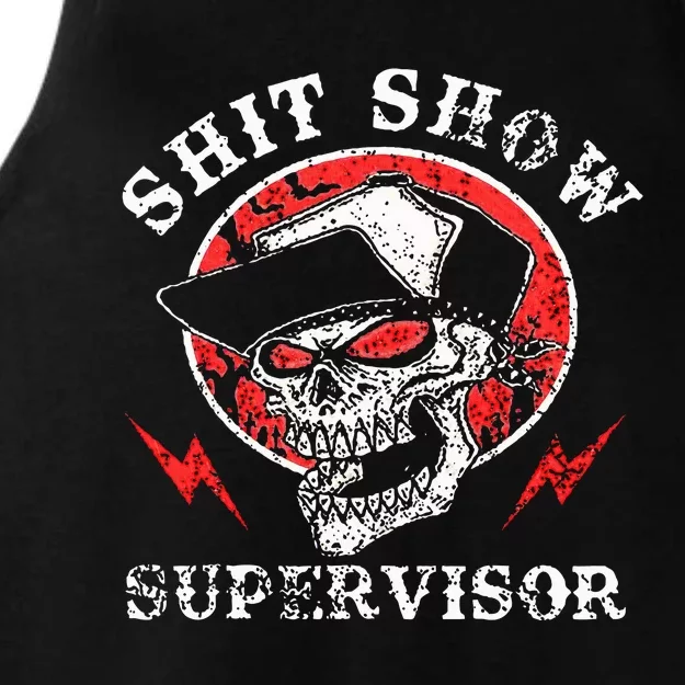 Shit Show Supervisor Skull Ladies Tri-Blend Wicking Tank