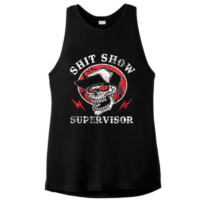 Shit Show Supervisor Skull Ladies Tri-Blend Wicking Tank