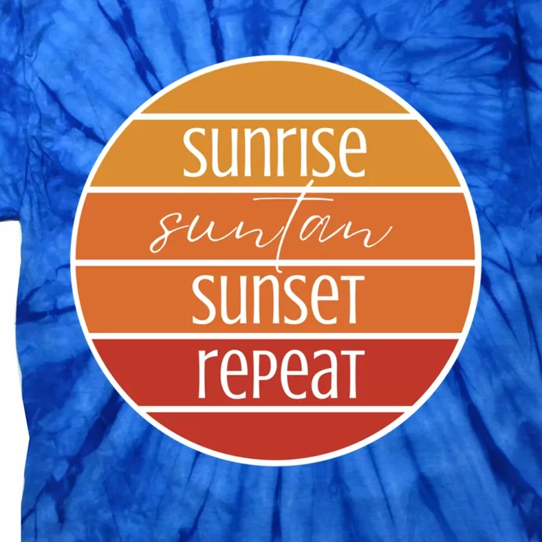 Sunrise Suntan Sunset Repeat Beach Surfer Sun Lover Sunburn Gift Tie-Dye T-Shirt