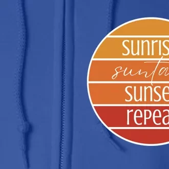 Sunrise Suntan Sunset Repeat Beach Surfer Sun Lover Sunburn Gift Full Zip Hoodie