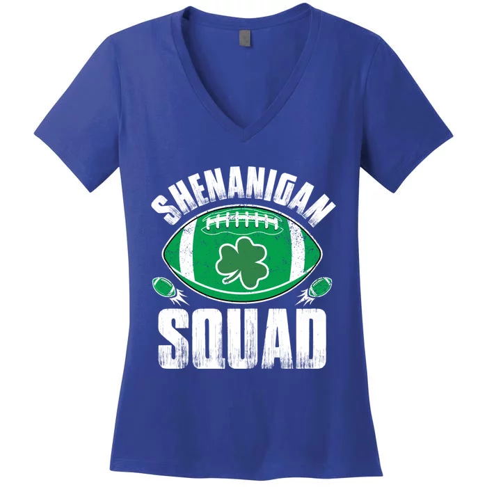 Shenanigan Squad St Patricks Day Funny American Football Gift Women's V-Neck T-Shirt