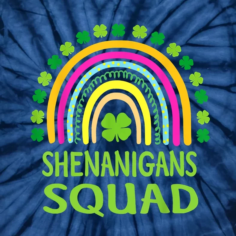 Shenanigans Squad St Patrick's Day Rainbow Shamrock Tie-Dye T-Shirt