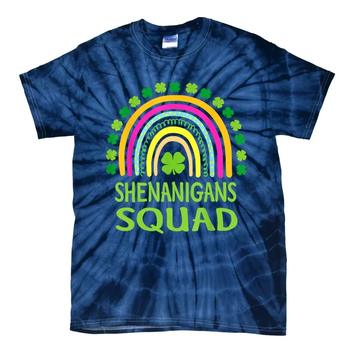 Shenanigans Squad St Patrick's Day Rainbow Shamrock Tie-Dye T-Shirt