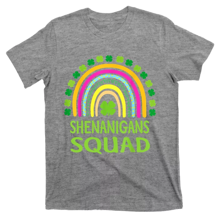 Shenanigans Squad St Patrick's Day Rainbow Shamrock T-Shirt