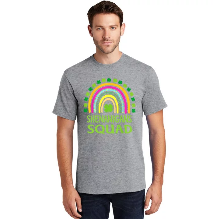 Shenanigans Squad St Patrick's Day Rainbow Shamrock Tall T-Shirt