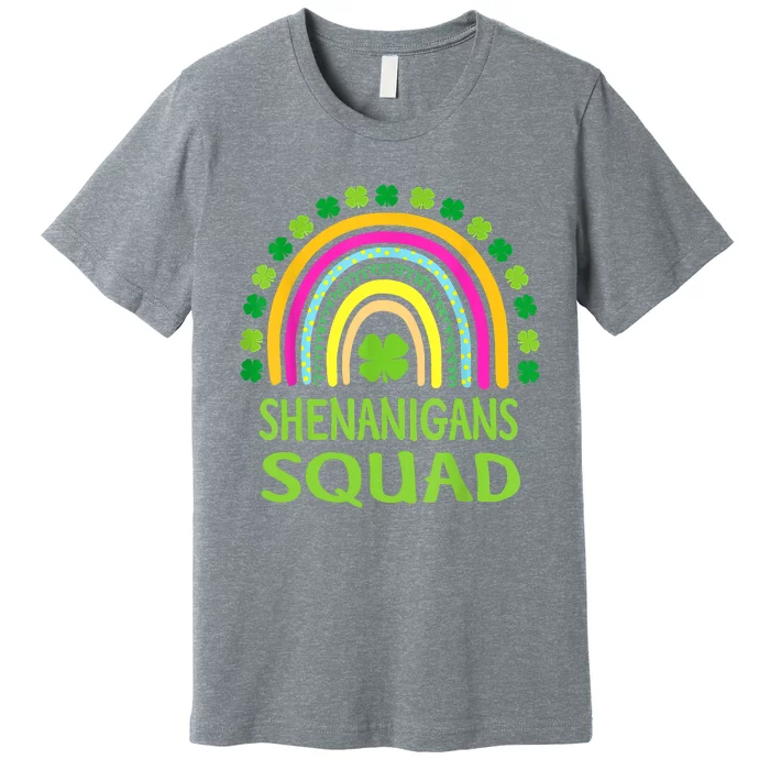 Shenanigans Squad St Patrick's Day Rainbow Shamrock Premium T-Shirt