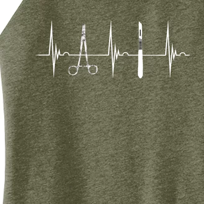 Surgical Scalpel Surgeon Heartbeat Ekg Pulse Nurse Surg Tech Funny Gift Women’s Perfect Tri Rocker Tank