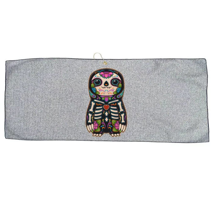 Sloth Sugar Skull Mexico Calavera Dia De Los Muertos Gift Large Microfiber Waffle Golf Towel